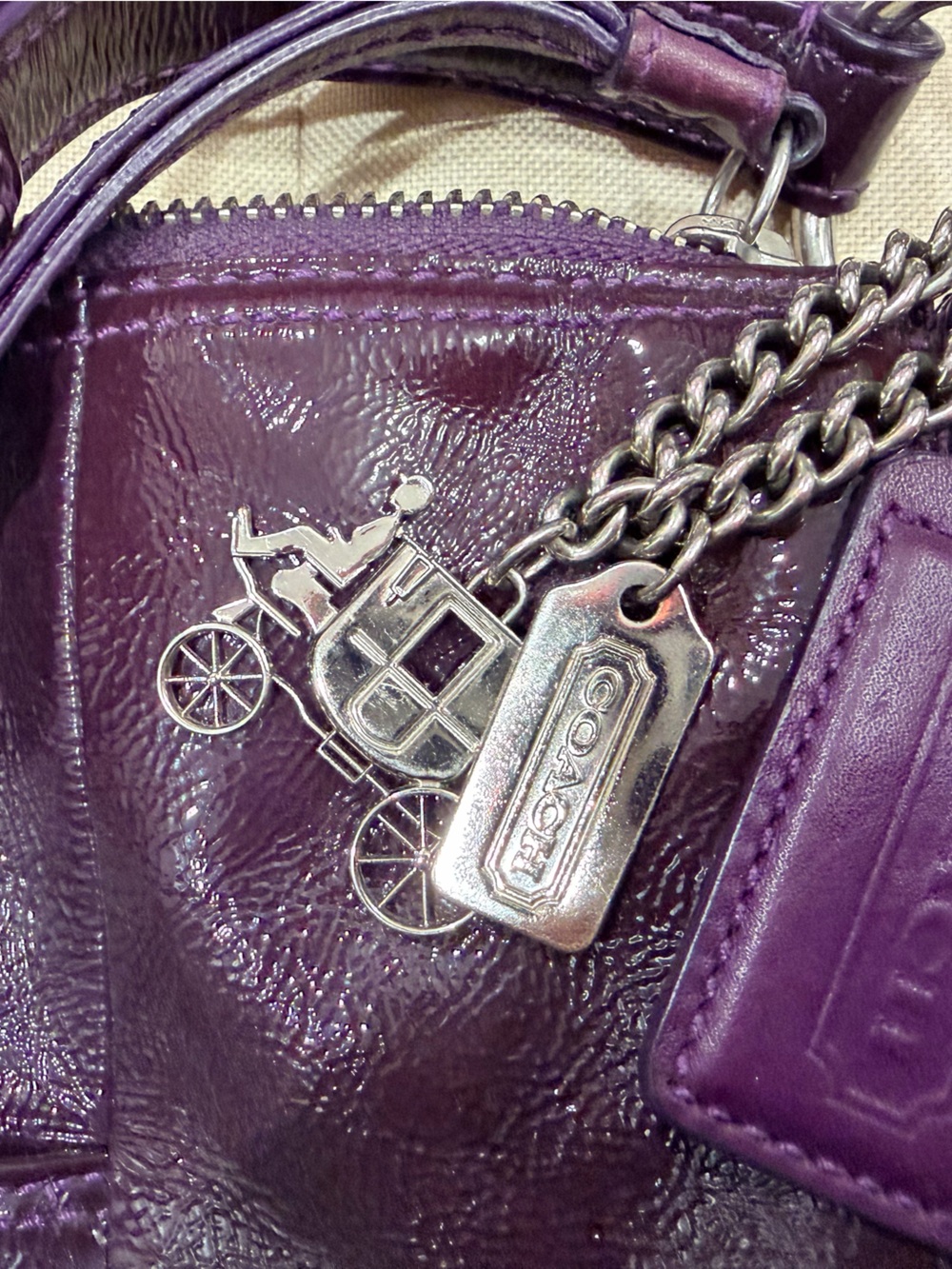 Coach Purple Patent Leather Soho Large Hobo Purse